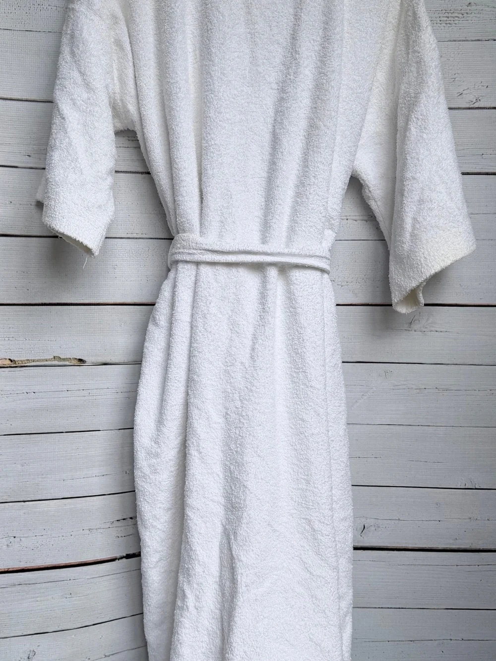 Classic White Terry Bathrobe with Embroidered Crest - Luxury Home Robe